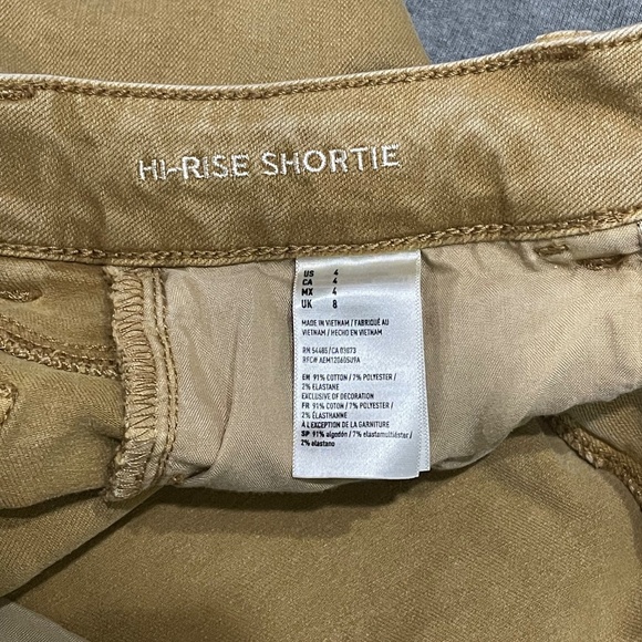 American Eagle "Hi-Rise Shortie" Super Super Stretch Khaki Shorts - Size 4 Denim - Picture 5 of 8